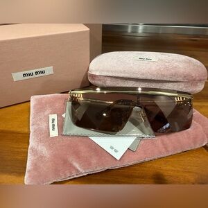 Miu Miu Gold and Brown Rimless Sunglasses - authentic, BNIB
